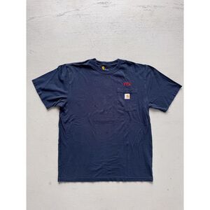 CARHARTT Men's L‎ Original Fit Navy Embroidered Distressed TTX Workwear T-Shirt